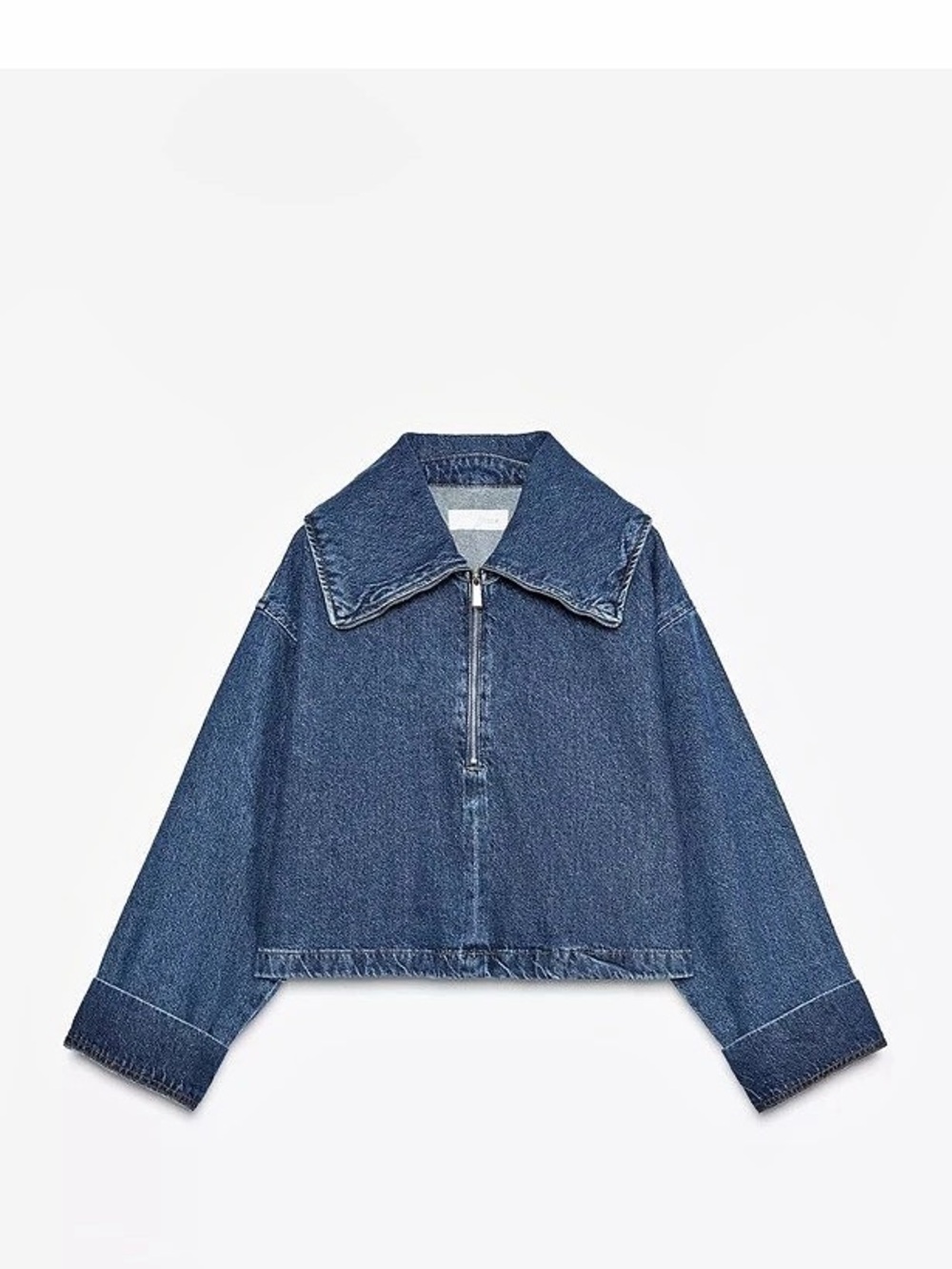 Zara Z1975 Zip-Up Denim Jacket Blue